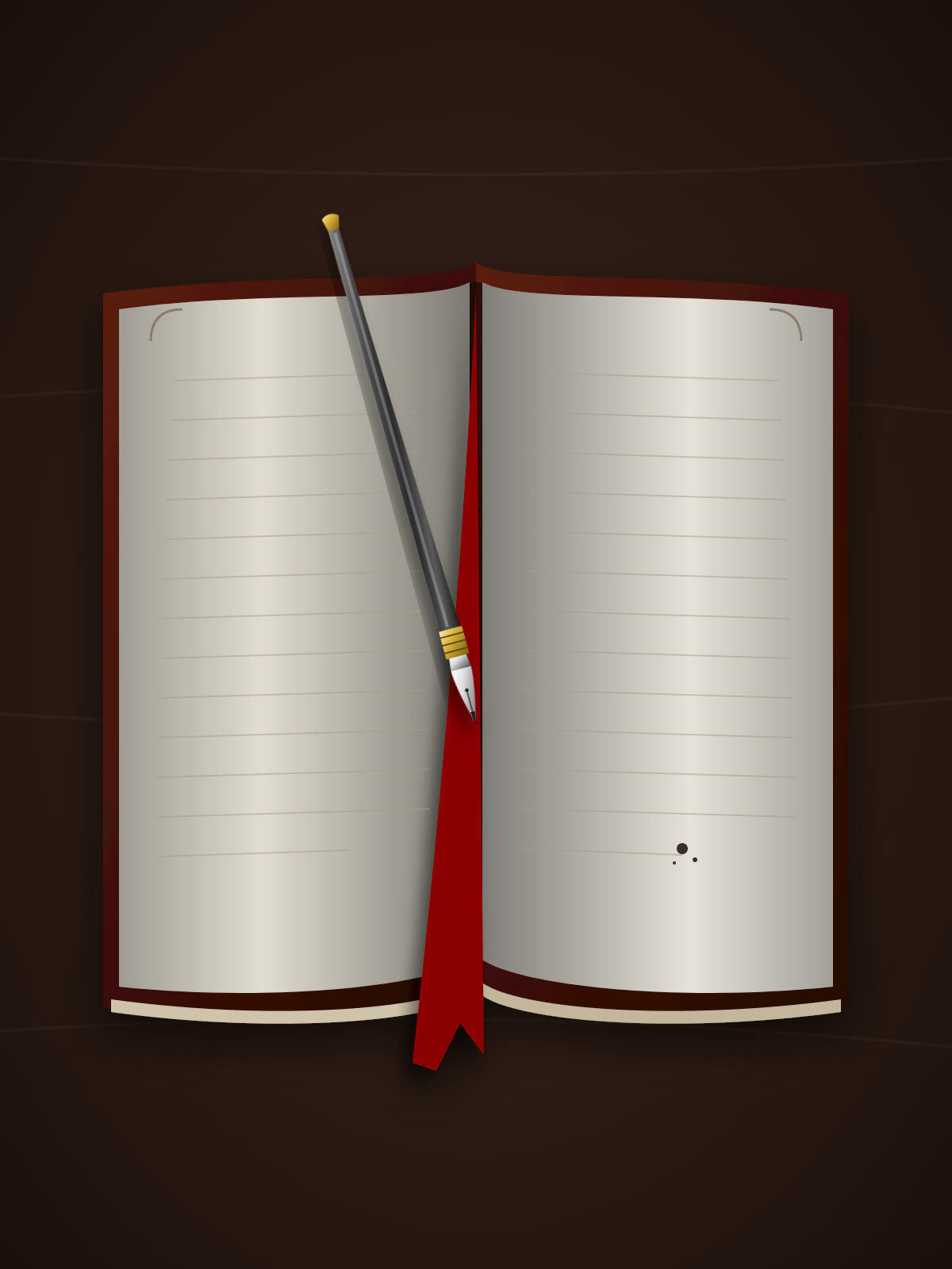 An open book with a fountain pen, representing web2epub's e-book conversion